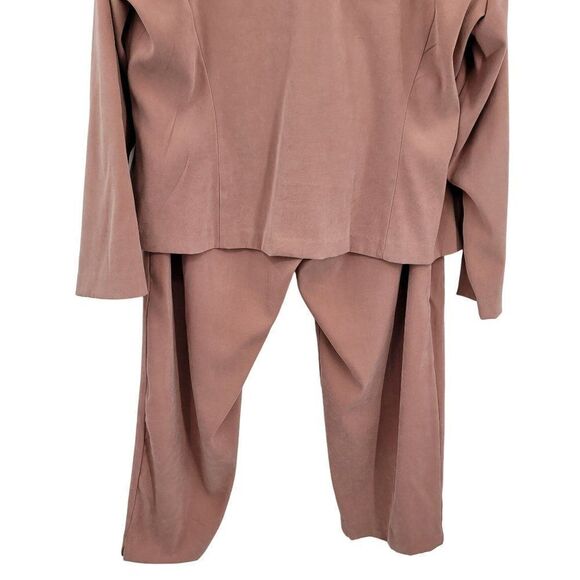 Vintage Pant Set 2pc 18 Pink Long Sleeve Grommet Zip Blazer High-rise Tapered - Picture 11 of 17